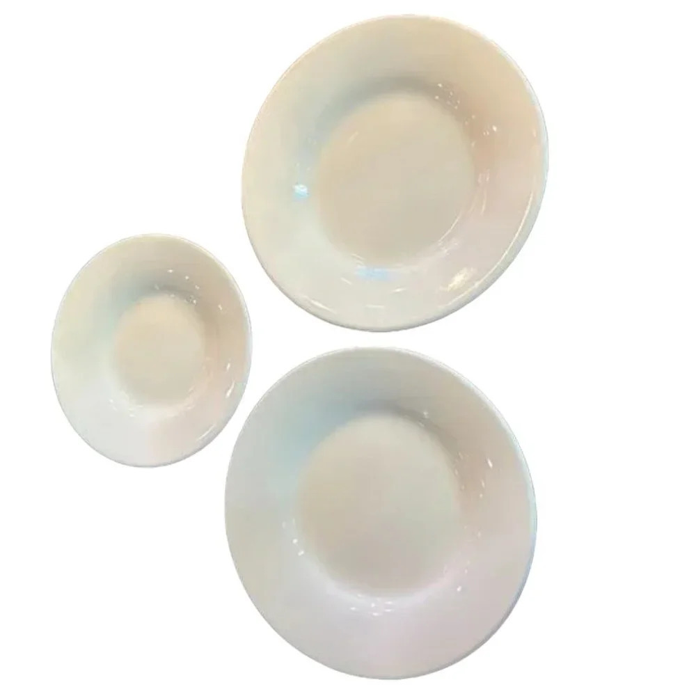 3 Pottery Barn Sausalito Plates - Dinner & Side/Soup/Rimmed Bowl White